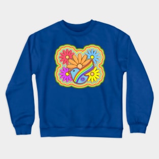 Hippie Flower Power Peace Rainbow Dove Crewneck Sweatshirt